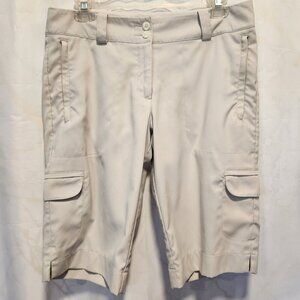 Nike Women's Size 6 Long Golf Off White Shorts Dri-Fit Tour Performance Bermuda‎